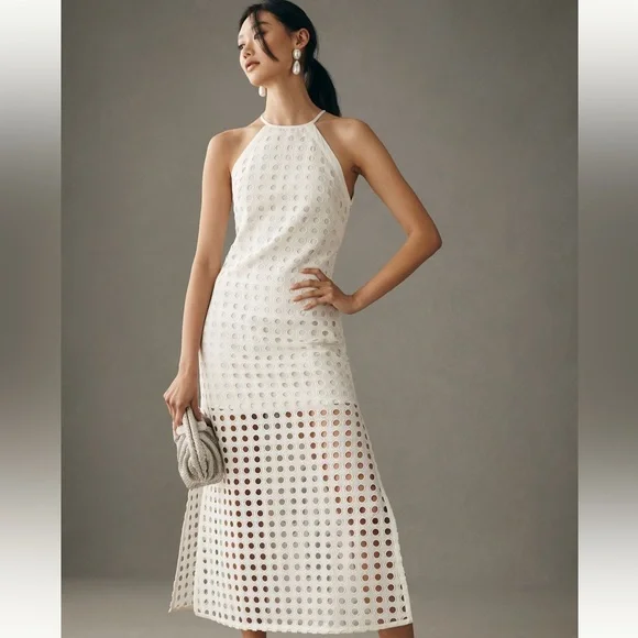 Vineet Bahl Eyelet Halter Anthropologie Dress - Picture 1 of 8